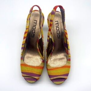 Moda International - Colorful Peep Toe Ankle Support Heel Size 6.5
